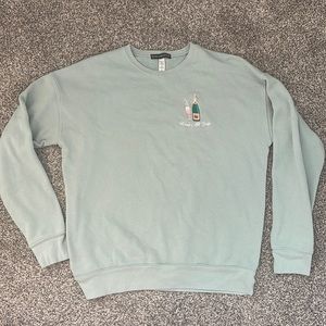 Kiel James Patrick KJP Light Green Rose All Day Pullover Sweatshirt Size M